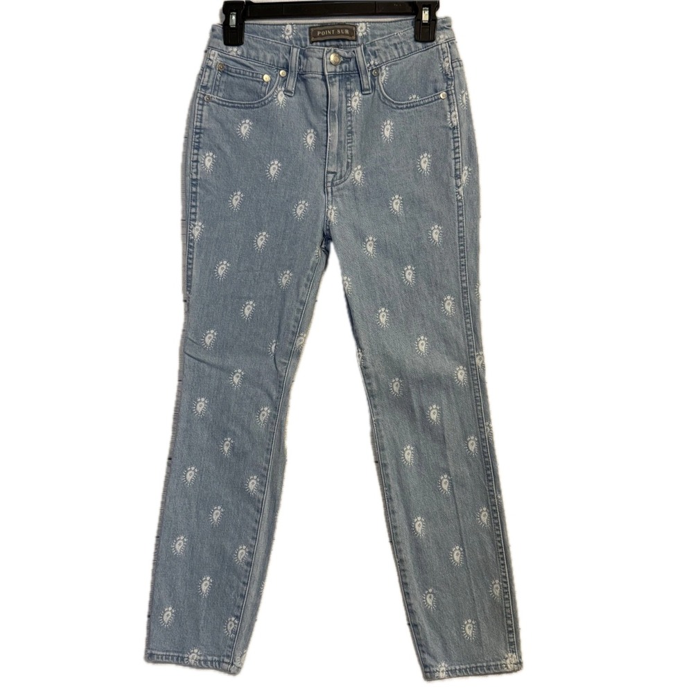 Point Sur J.Crew Hightower Straight Jeans Medium Wash Print Women's Size 25